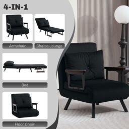 HOMCOM Click Clack Single Chair Bed Settee for Living Room in Black - thumbnail 4