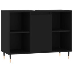 Berkfield Home Bathroom Cabinet Black 80x33x60 cm Engineered Wood - Size: 80 x 33 x 60 cm - thumbnail 2