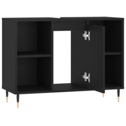 Berkfield Home Bathroom Cabinet Black 80x33x60 cm Engineered Wood - Size: 80 x 33 x 60 cm - thumbnail 5