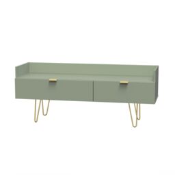 Ready Assembled 2 U Fuji 2 Drawer TV Unit (Ready Assembled) in Pale Green - thumbnail 3