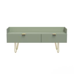 Ready Assembled 2 U Fuji 2 Drawer TV Unit (Ready Assembled) in Pale Green - thumbnail 1