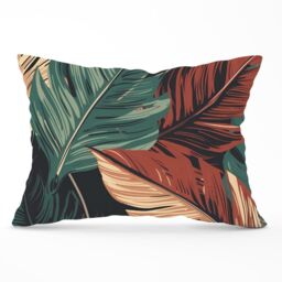 Warren Reed - Designer Autumn Colour Leaves Cushions in Green - Size: 45 cm x 45 cm - thumbnail 1