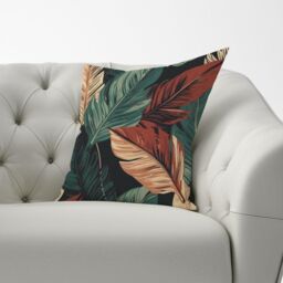 Warren Reed - Designer Autumn Colour Leaves Cushions in Green - Size: 45 cm x 45 cm - thumbnail 2