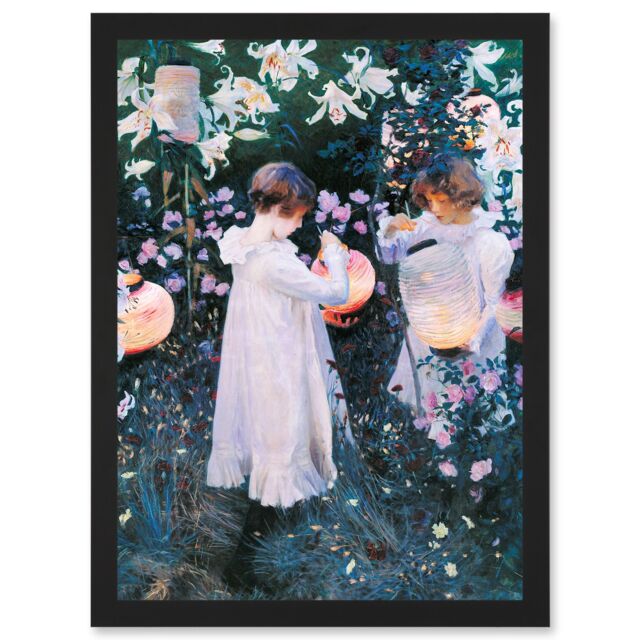 Artery8 John Singer Sargent Carnation Lily Rose Painting A4 Artwork Framed Wall Art Print in Black - image 1