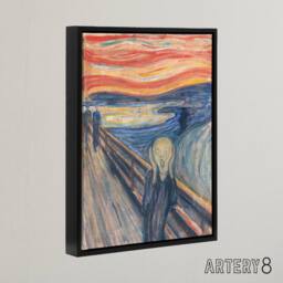 "Artery8 The Scream Iconic Painting Munch Vintage Black Framed Canvas Wall Art - Size: W12"" x H16""" - thumbnail 2