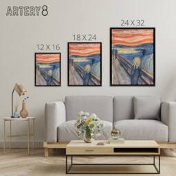 "Artery8 The Scream Iconic Painting Munch Vintage Black Framed Canvas Wall Art - Size: W12"" x H16""" - thumbnail 4