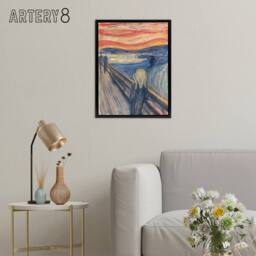 "Artery8 The Scream Iconic Painting Munch Vintage Black Framed Canvas Wall Art - Size: W12"" x H16""" - thumbnail 3