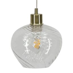 First Choice Lighting Set of 2 Bradson - Clear Swirl Glass with Satin Brass Pendant Fittings - thumbnail 7