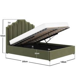 Flair Margot Ottoman Bed Khaki Green Velvet - Size: King - thumbnail 6