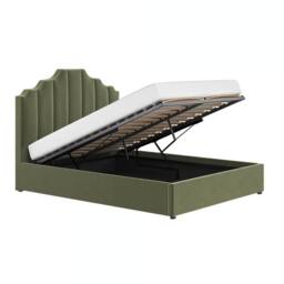 Flair Margot Ottoman Bed Khaki Green Velvet - Size: King - thumbnail 4