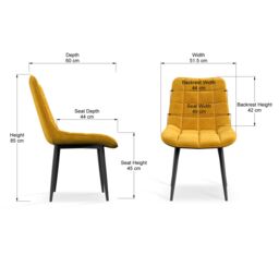 More4Homes Set of 6 Nova Modern Velvet Dining Chair Padded Seat Metal Legs Kitchen in Mustard - thumbnail 7