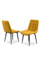 More4Homes Set of 6 Nova Modern Velvet Dining Chair Padded Seat Metal Legs Kitchen in Mustard - thumbnail 5