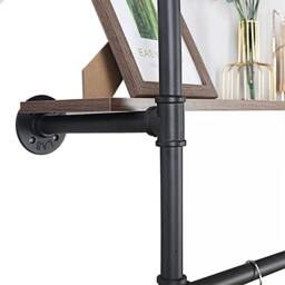 Havendro 2 Tier Pipe Clothes Rail Wall Mounted Shelf Black+Dark Brown in Black - thumbnail 4