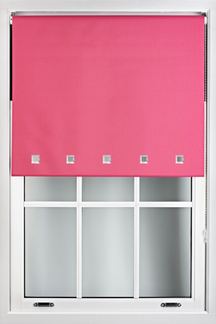 Furnished Blackout Fabric with Chrome Square Eyelets - Window Roller Blinds in Fuchsia - Size: 210 cm width x 165 cm drop - image 1