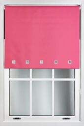 Furnished Blackout Fabric with Chrome Square Eyelets - Window Roller Blinds in Fuchsia - Size: 210 cm width x 165 cm drop