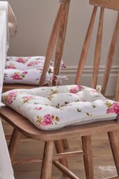 Dibor Set of 4 Pink Floral Print Indoor Outdoor Chair Seat Pad 40x40cm in White - Size: 40 cm x 40 cm - thumbnail 5