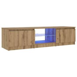 Berkfield Home TV Cabinet with LED Lights Artisian Oak 140x40x35.5 cm Engineered Wood in Brown - thumbnail 4