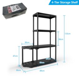 Gymax 4-Tier Garage Shelving Unit Tool Rack With 11-hole Sided Tool Holder in Black - thumbnail 2