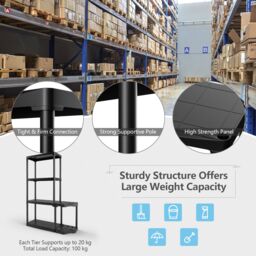 Gymax 4-Tier Garage Shelving Unit Tool Rack With 11-hole Sided Tool Holder in Black - thumbnail 5