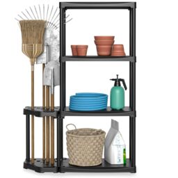 Gymax 4-Tier Garage Shelving Unit Tool Rack With 11-hole Sided Tool Holder in Black - thumbnail 9