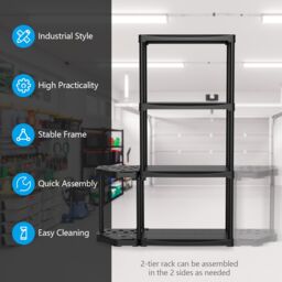 Gymax 4-Tier Garage Shelving Unit Tool Rack With 11-hole Sided Tool Holder in Black - thumbnail 6