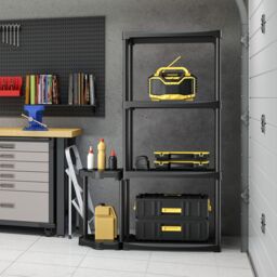 Gymax 4-Tier Garage Shelving Unit Tool Rack With 11-hole Sided Tool Holder in Black - thumbnail 3