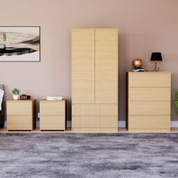 Home Discount Vida Designs Denver 4Pc Bedroom Set(2 Bedside, 4 Drawer Chest, Wardrobe) in Brown - thumbnail 6