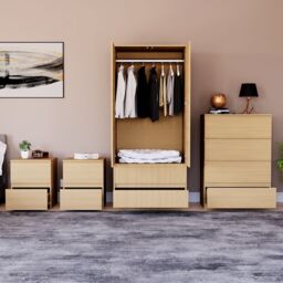 Home Discount Vida Designs Denver 4Pc Bedroom Set(2 Bedside, 4 Drawer Chest, Wardrobe) in Brown - thumbnail 7