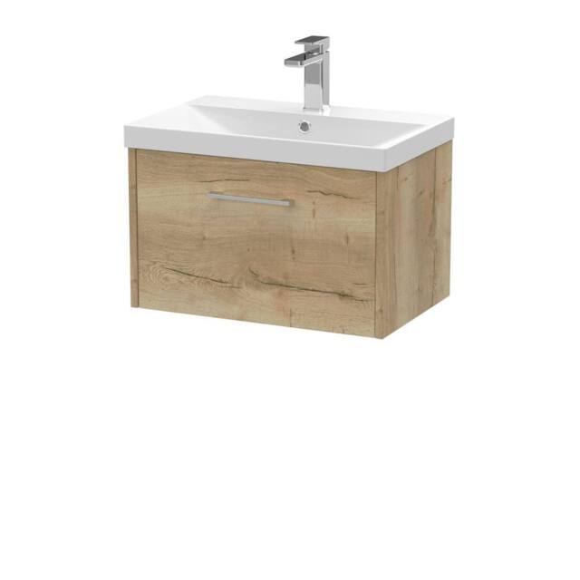 Balterley Winshill 1 Drawer Wall Hung Vanity Basin Unit, Light Oak, 600mm in Brown - image 1