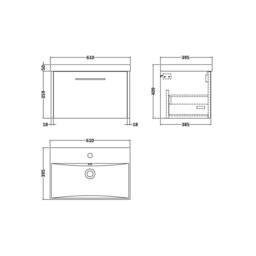 Balterley Winshill 1 Drawer Wall Hung Vanity Basin Unit, Light Oak, 600mm in Brown - thumbnail 2