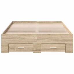 Berkfield Home Bed Frame Sonoma Oak 140x200 cm Engineered Wood in Light Tan - thumbnail 5