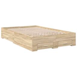 Berkfield Home Bed Frame Sonoma Oak 140x200 cm Engineered Wood in Light Tan - thumbnail 1