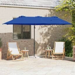 Berkfield Home Modern Garden Cantilever Parasol Azure blue 372 x 198 x 253 cm - thumbnail 2