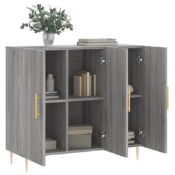 Berkfield Home Sideboard Grey Sonoma 90x34x80 cm Engineered Wood - Size: 90 x 34 x 80 cm - thumbnail 4