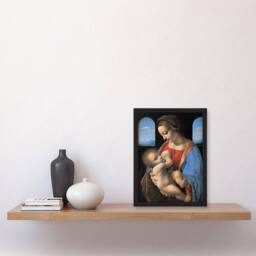 Artery8 Leonardo da Vinci Framed Wall Art Print Madonna Litta Virgin Mary in Blue - Size: A4 - thumbnail 2