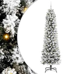 Berkfield Home Artificial Christmas Tree with 300 LEDs Green & white 240 cm - thumbnail 2