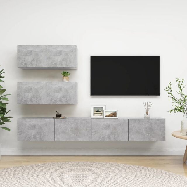 Berkfield Home 4 Piece TV Cabinet Set Concrete Grey Engineered Wood - image 1