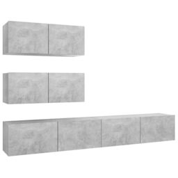Berkfield Home 4 Piece TV Cabinet Set Concrete Grey Engineered Wood - thumbnail 2