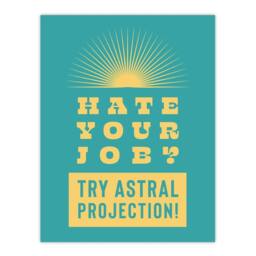 "Artery8 Hate Job Try Astral Projection Teal Yellow Funny Wall Art Print in Blue - Size: W12"" x H16""" - thumbnail 1