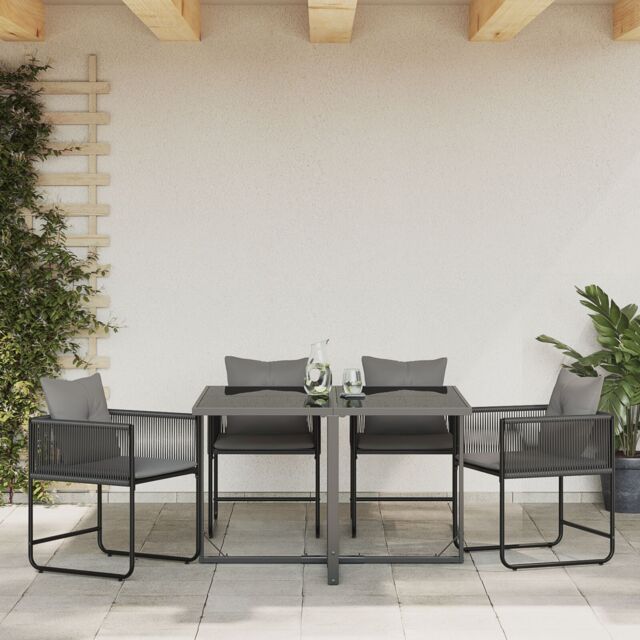 Berkfield Home Garden Chairs with Cushions 4 pcs Black Poly Rattan - image 1