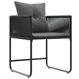 Berkfield Home Garden Chairs with Cushions 4 pcs Black Poly Rattan - thumbnail 5