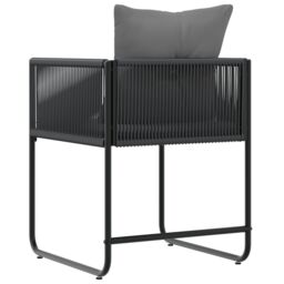 Berkfield Home Garden Chairs with Cushions 4 pcs Black Poly Rattan - thumbnail 7
