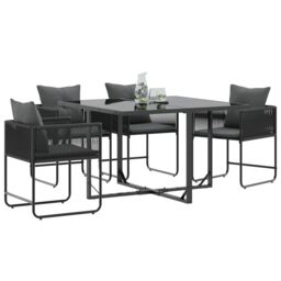 Berkfield Home Garden Chairs with Cushions 4 pcs Black Poly Rattan - thumbnail 3