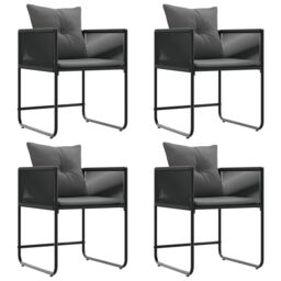 Berkfield Home Garden Chairs with Cushions 4 pcs Black Poly Rattan - thumbnail 6