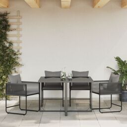 Berkfield Home Garden Chairs with Cushions 4 pcs Black Poly Rattan - thumbnail 1