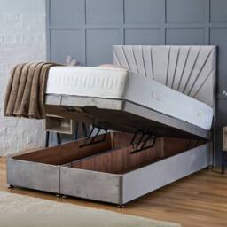 "BSSPOKE Maria Ottoman Divan Bed Plush Velvet 54"" Headboard & No Mattress in Charcoal - Size: King" - thumbnail 4