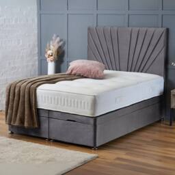 "BSSPOKE Maria Ottoman Divan Bed Plush Velvet 54"" Headboard & No Mattress in Charcoal - Size: King" - thumbnail 1
