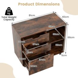 File Cabinet on Wheels Printer Stand With 3 Drawers & Adjustable Shelf - thumbnail 4