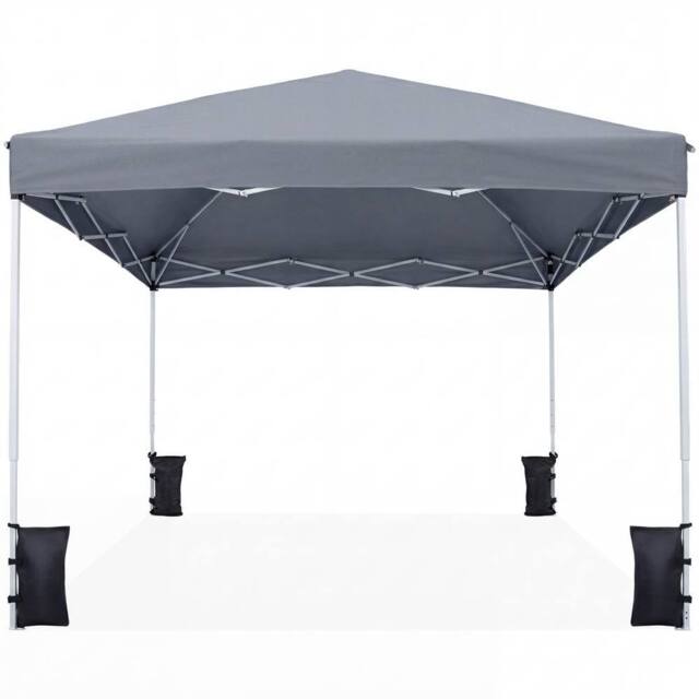 Gymax 290 x 290 cm Commercial Sunshade Shelter Pop up Canopy Camping Gazebo in Grey - image 1