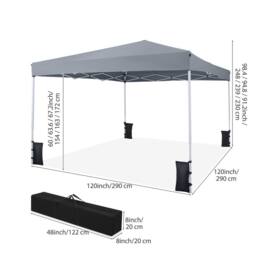 Gymax 290 x 290 cm Commercial Sunshade Shelter Pop up Canopy Camping Gazebo in Grey - thumbnail 2